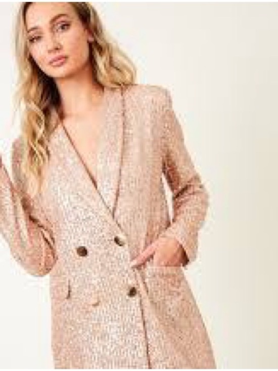 Judith March Other - Judith March Sequin Blazer & Pant Set in Rose Gold